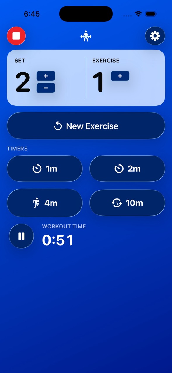 The iPhone workout screen in a high-contrast theme with Reduce Transparency on, showing solid higher-contrast panels