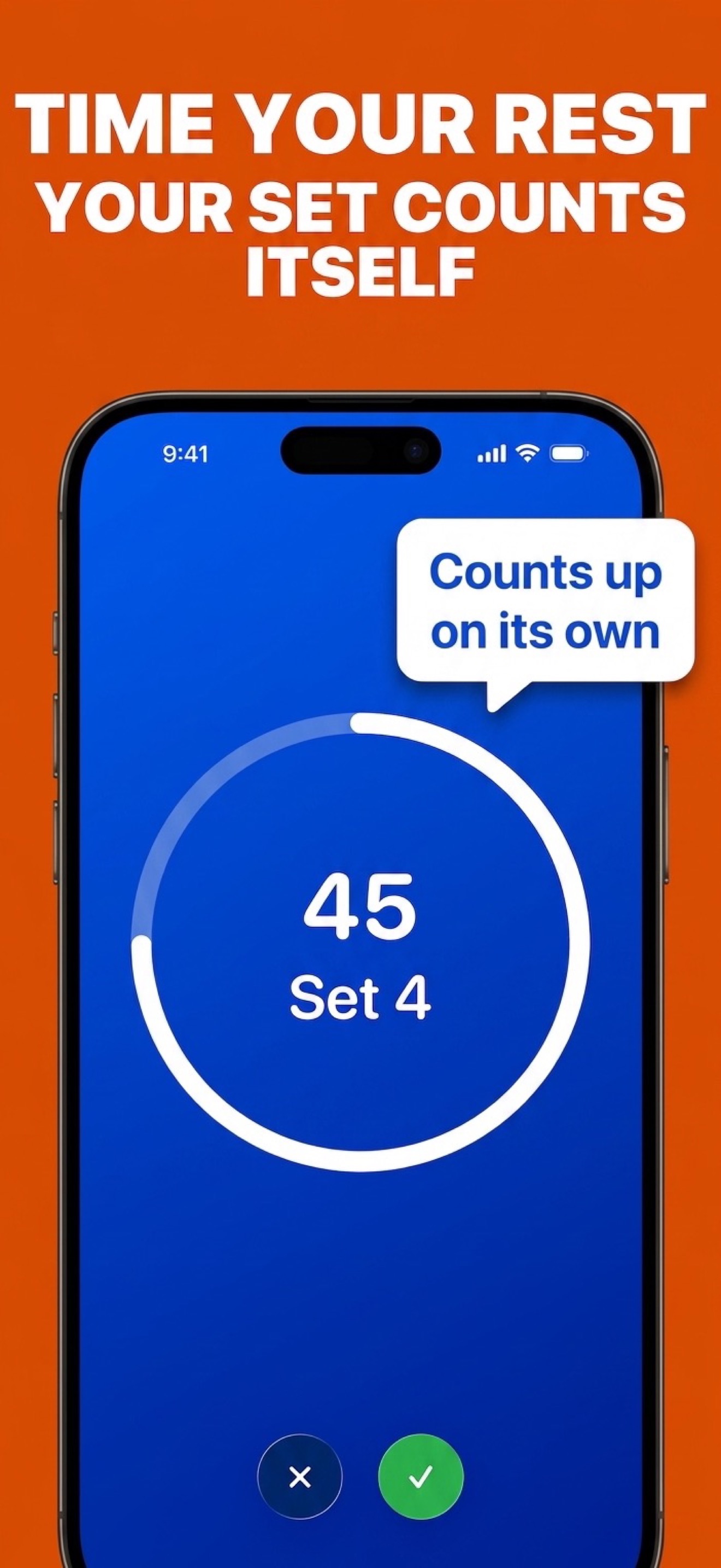 Rest timer counting down between sets on iPhone