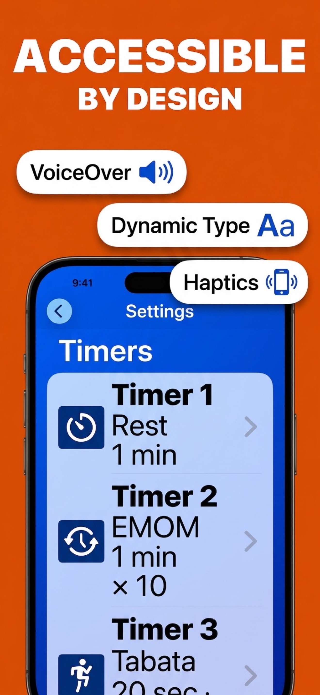 Accessibility features including VoiceOver and Dynamic Type in What's My Set